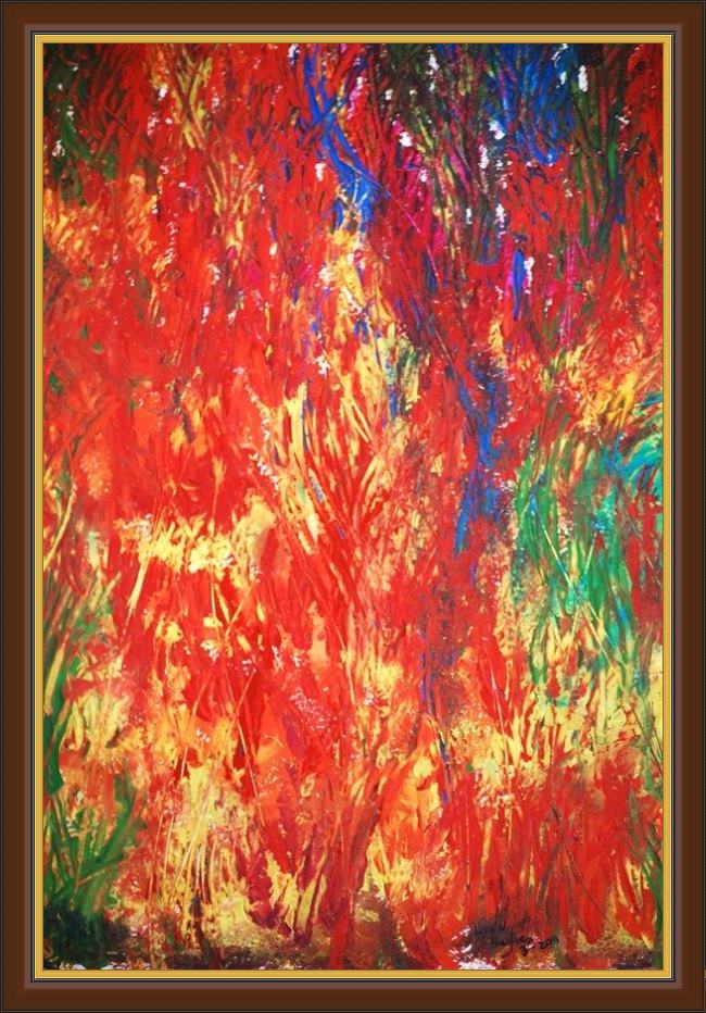 Framed 2011 organic abstract painting