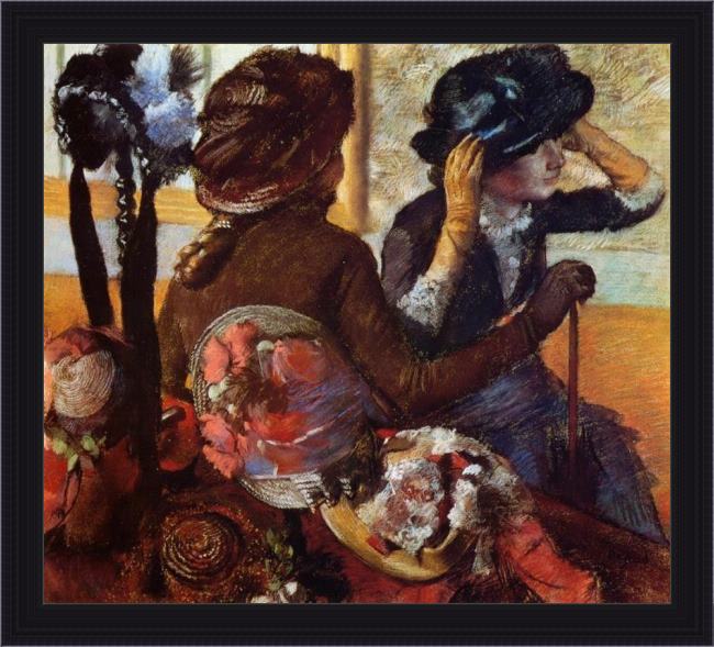 Framed Edgar Degas at the milliners painting