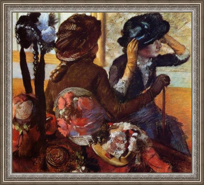 Framed Edgar Degas at the milliners painting
