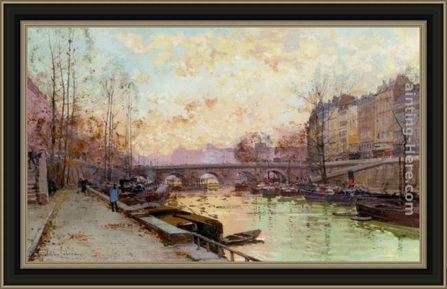 Framed Eugene Galien-Laloue les quais de la seine painting