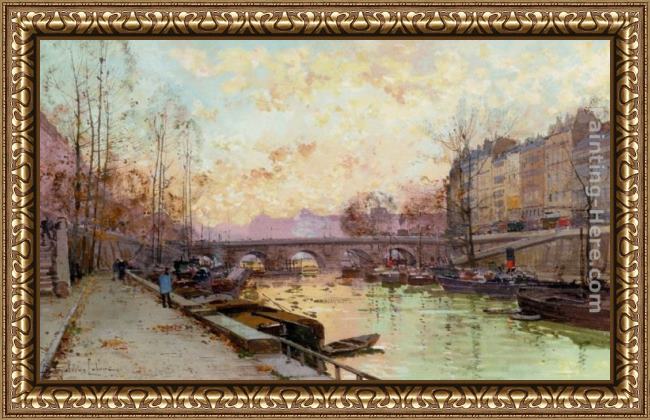 Framed Eugene Galien-Laloue les quais de la seine painting