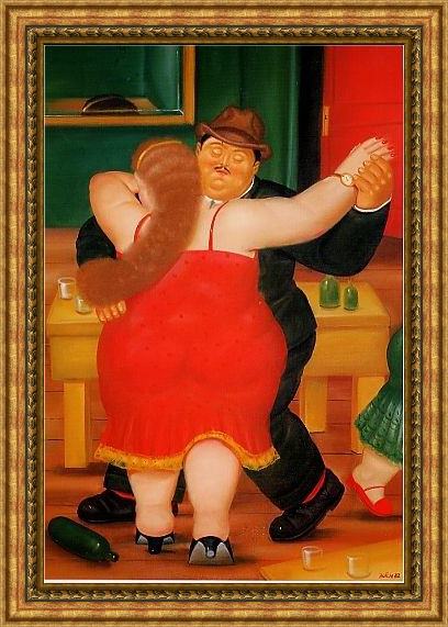Framed Fernando Botero dancers 1982 painting
