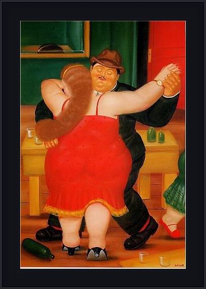 Framed Fernando Botero dancers 1982 painting