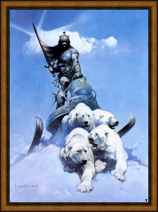 Framed Frank Frazetta the silver warrior painting