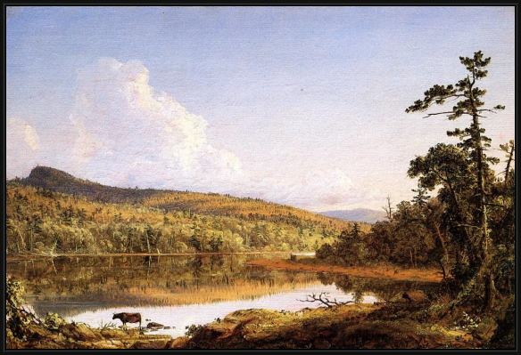 Framed Frederic Edwin Church north lake painting