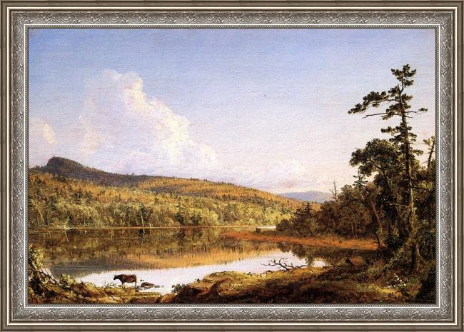 Framed Frederic Edwin Church north lake painting