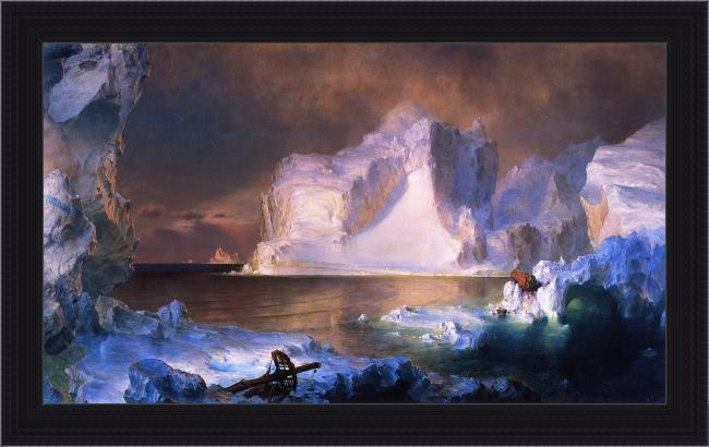 Framed Frederic Edwin Church the icebergs painting