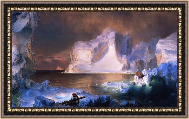 Framed Frederic Edwin Church the icebergs painting