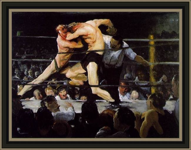 Framed George Bellows stag at sharkey's painting
