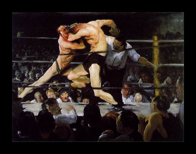 Framed George Bellows stag at sharkey's painting