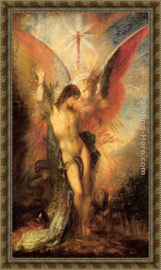 Framed Gustave Moreau saint sebastian and the angel painting