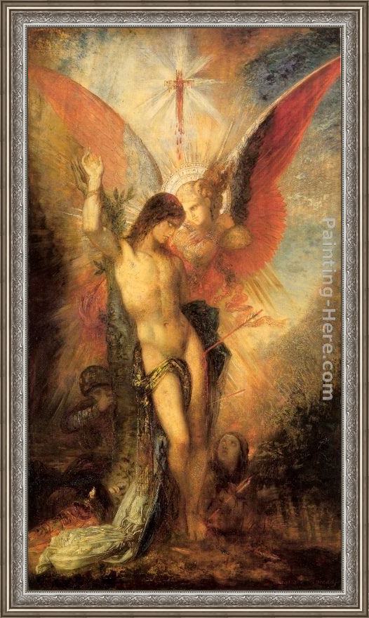 Framed Gustave Moreau saint sebastian and the angel painting