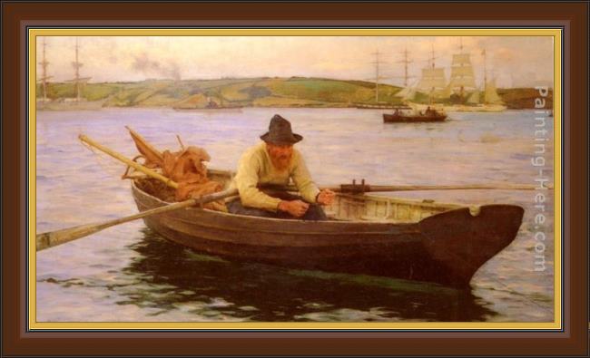 Framed Henry Scott Tuke the fisherman painting