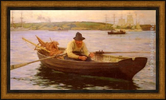 Framed Henry Scott Tuke the fisherman painting