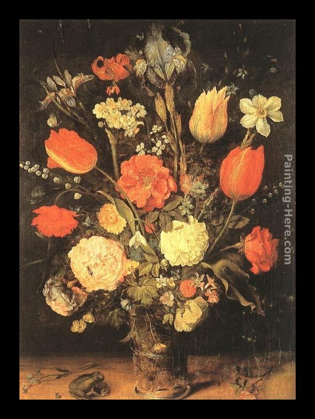 Framed Jan the elder Brueghel flowers painting