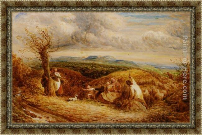 Framed John Linnell haymakers painting
