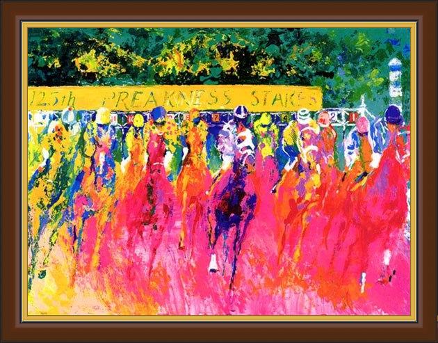 Framed Leroy Neiman 125th preakness stakes painting
