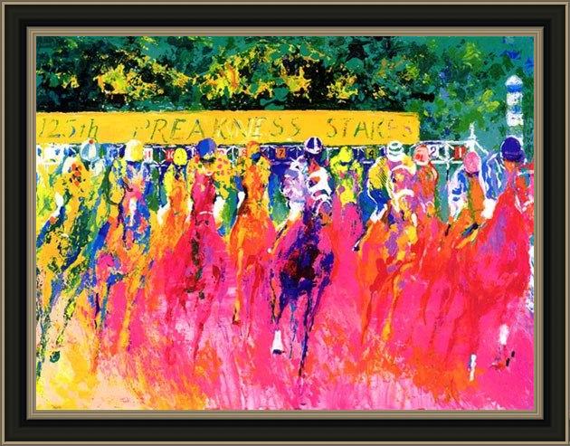 Framed Leroy Neiman 125th preakness stakes painting
