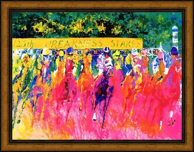 Framed Leroy Neiman 125th preakness stakes painting