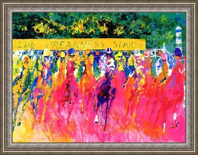 Framed Leroy Neiman 125th preakness stakes painting
