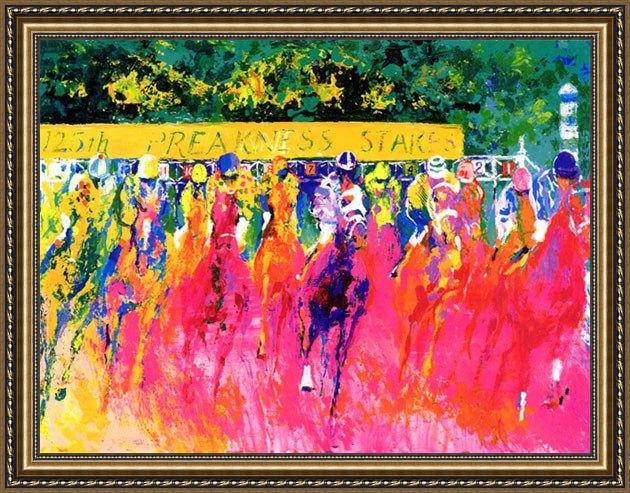 Framed Leroy Neiman 125th preakness stakes painting