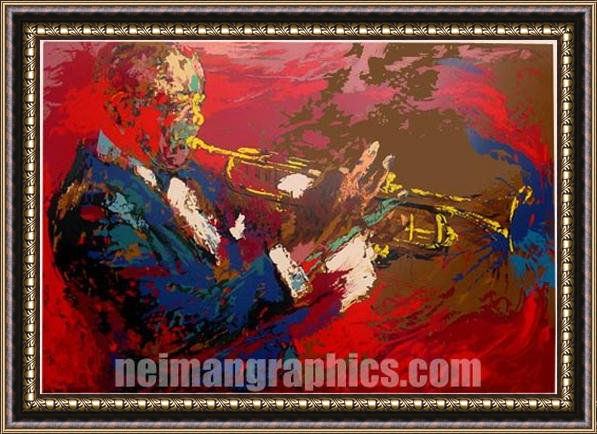 Framed Leroy Neiman the jazz player painting