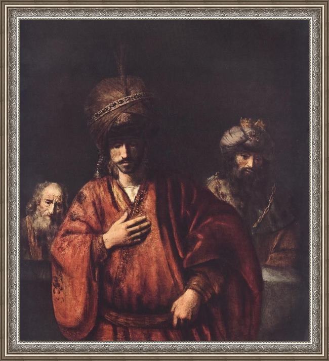 Framed Rembrandt david and uriah painting