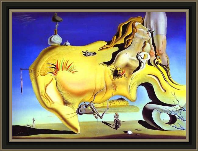 Framed Salvador Dali the great masturbator painting