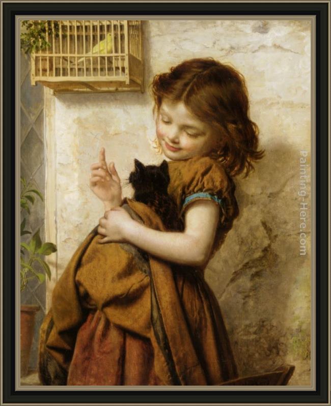 Framed Sophie Gengembre Anderson her favorite pets painting
