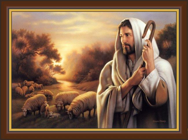 Framed Unknown the lord is my shepherd painting