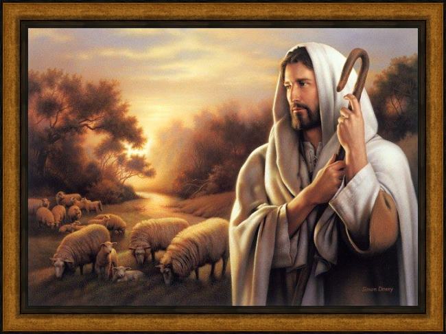 Framed Unknown the lord is my shepherd painting