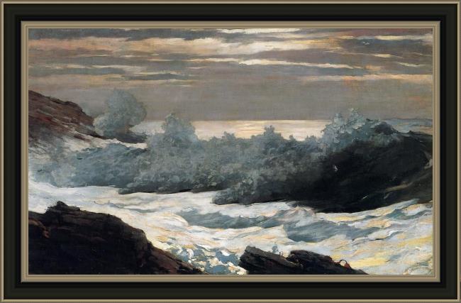 Framed Winslow Homer early morning after a storm at sea painting